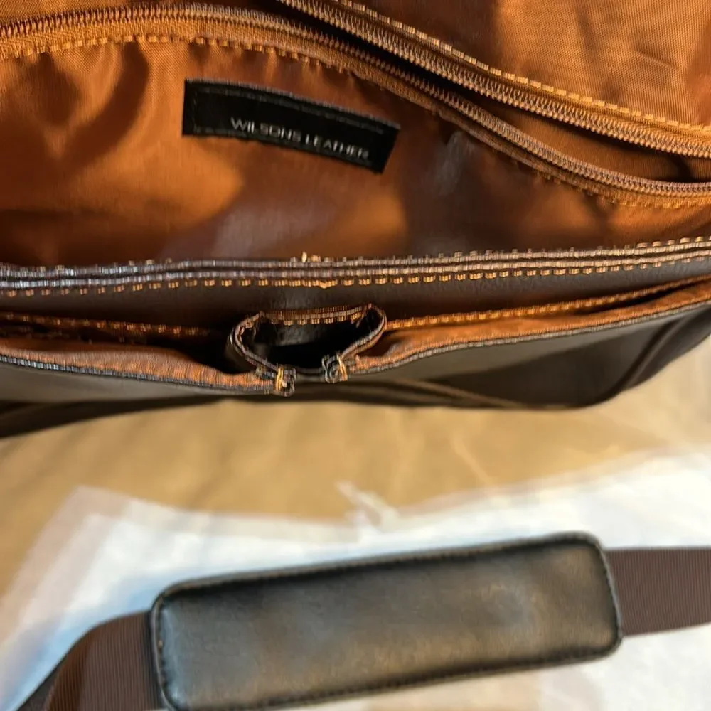 Wilson's Leather Executive Rugged Shoulder Messenger Laptop Bag Brown